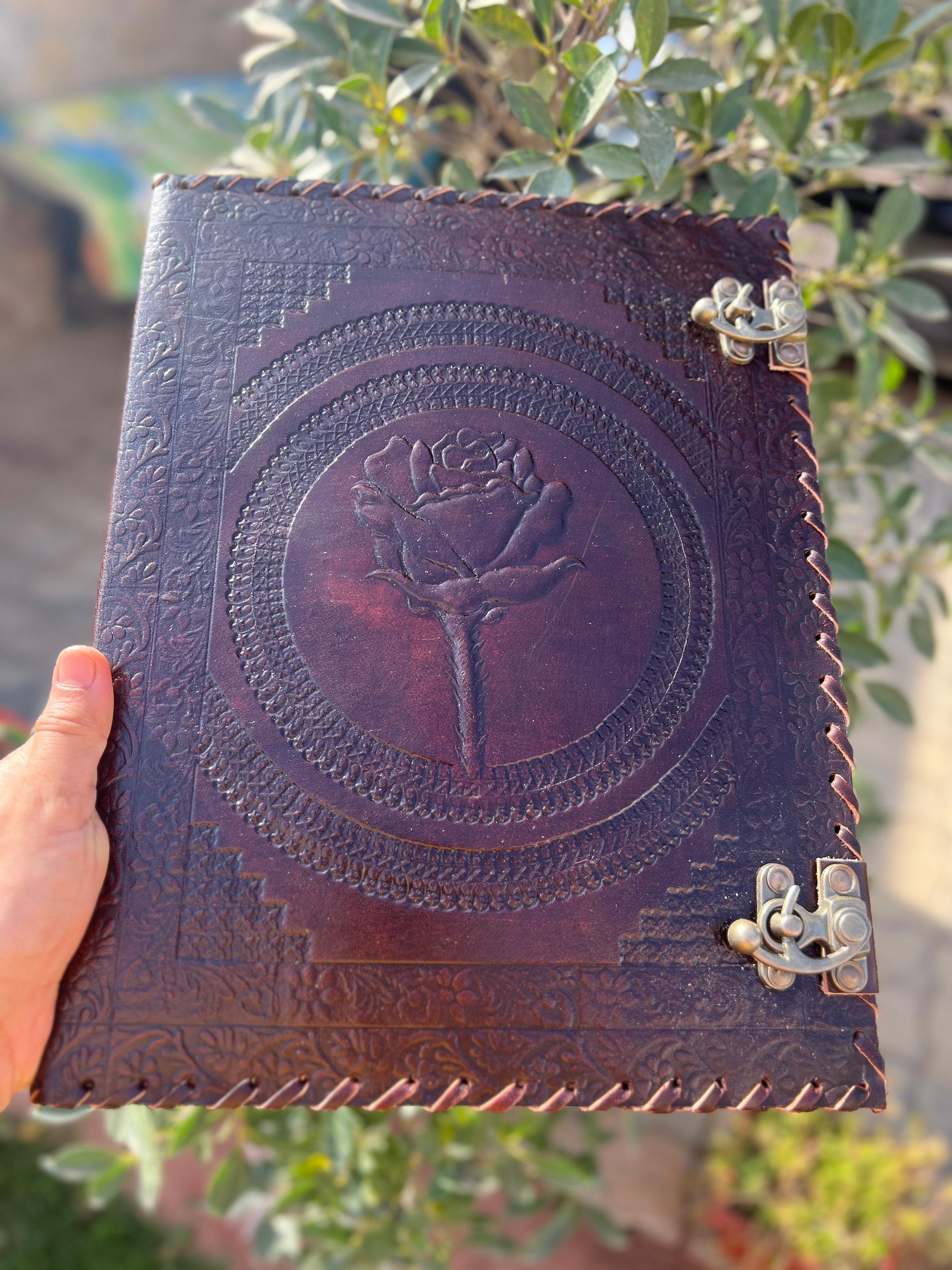 Rose Flower 2/3/4 Leather Ring Binder Folder Handmade Leather Folder Leather Binder Paper Organiser A4 folder Leather Grimoire Binder Cover