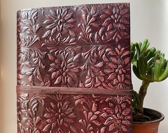 Leather Journal Flower Of Life Full Embossed Vintage Leather Blank Book Notebook Sketchbook Scrapbook Travel Log Diary Best Gift For His/her