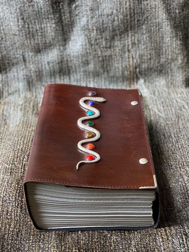 Snake Journal Handmade Leather Journal: Silver Snake, Seven Stones, 800 Pages - Etsy