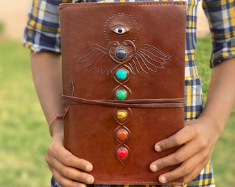 Handmade Leather Journal: Dragon Eye, Seven Stone, Refillable Diary