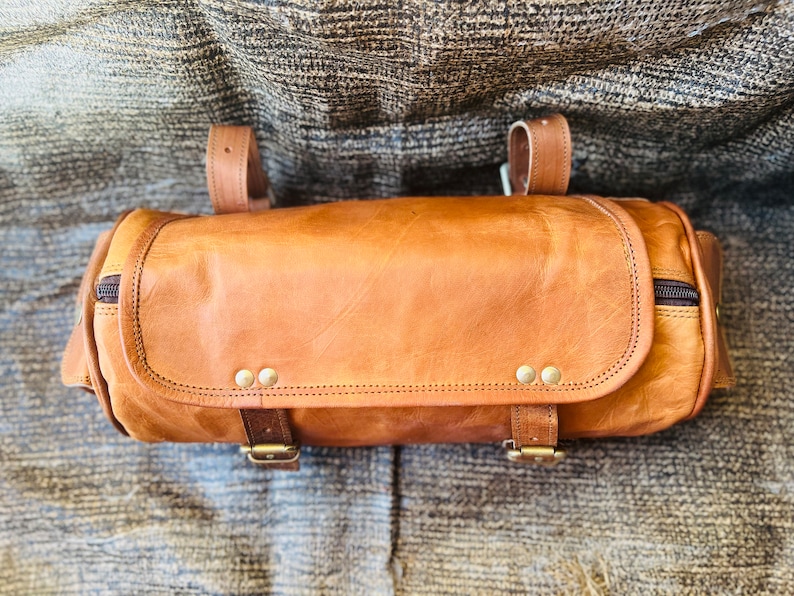 Leather Saddle Bag Motorcycle Bag Brown Fork Tool Pouch Bag Etsy