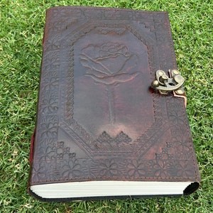Handmade Rose Embossed Leather Journal: 600 Page Diary Sketchbook