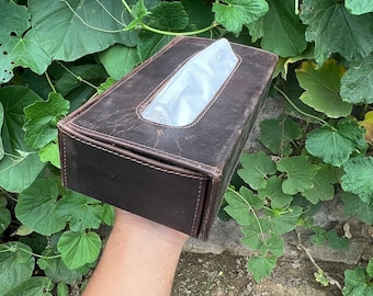 Handgefertigte Taschentücherbox aus Leder: Zuhause, im Büro, im Auto, als Organizer