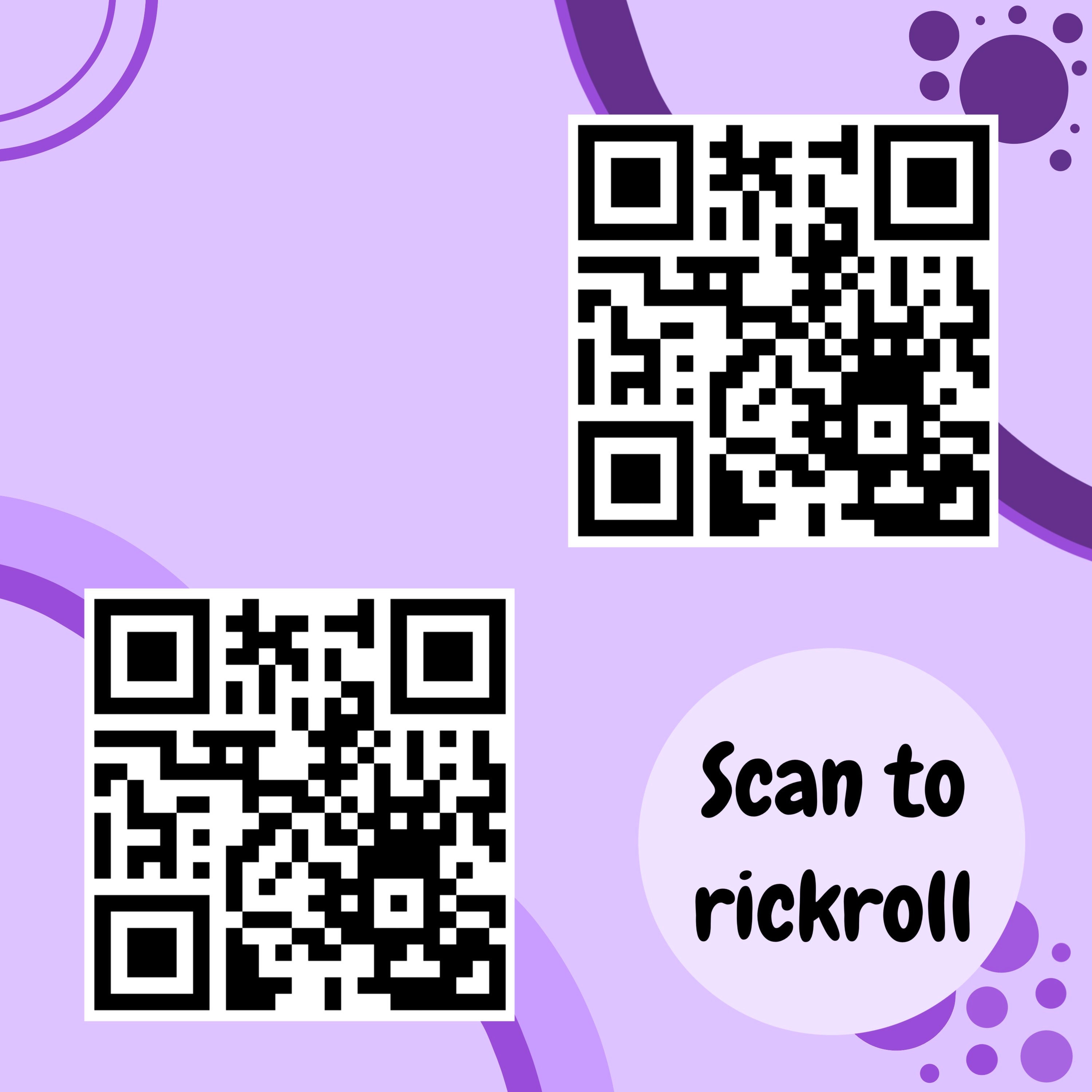 Rick Roll funny prank Video link readable QR Code 3x3 pattern | Postcard