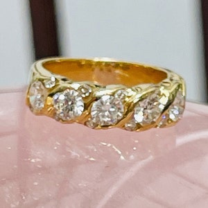 1.45 Carat Natural Diamonds in 18k Solid Gold Band, 5.3 Gram, Size 5.5 , Free Resizing 5-7.5