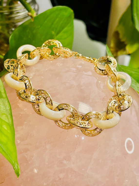 Wide Yellow And White Gold Link Bracelet With Diamond Links – Bailey's Fine  Jewelry