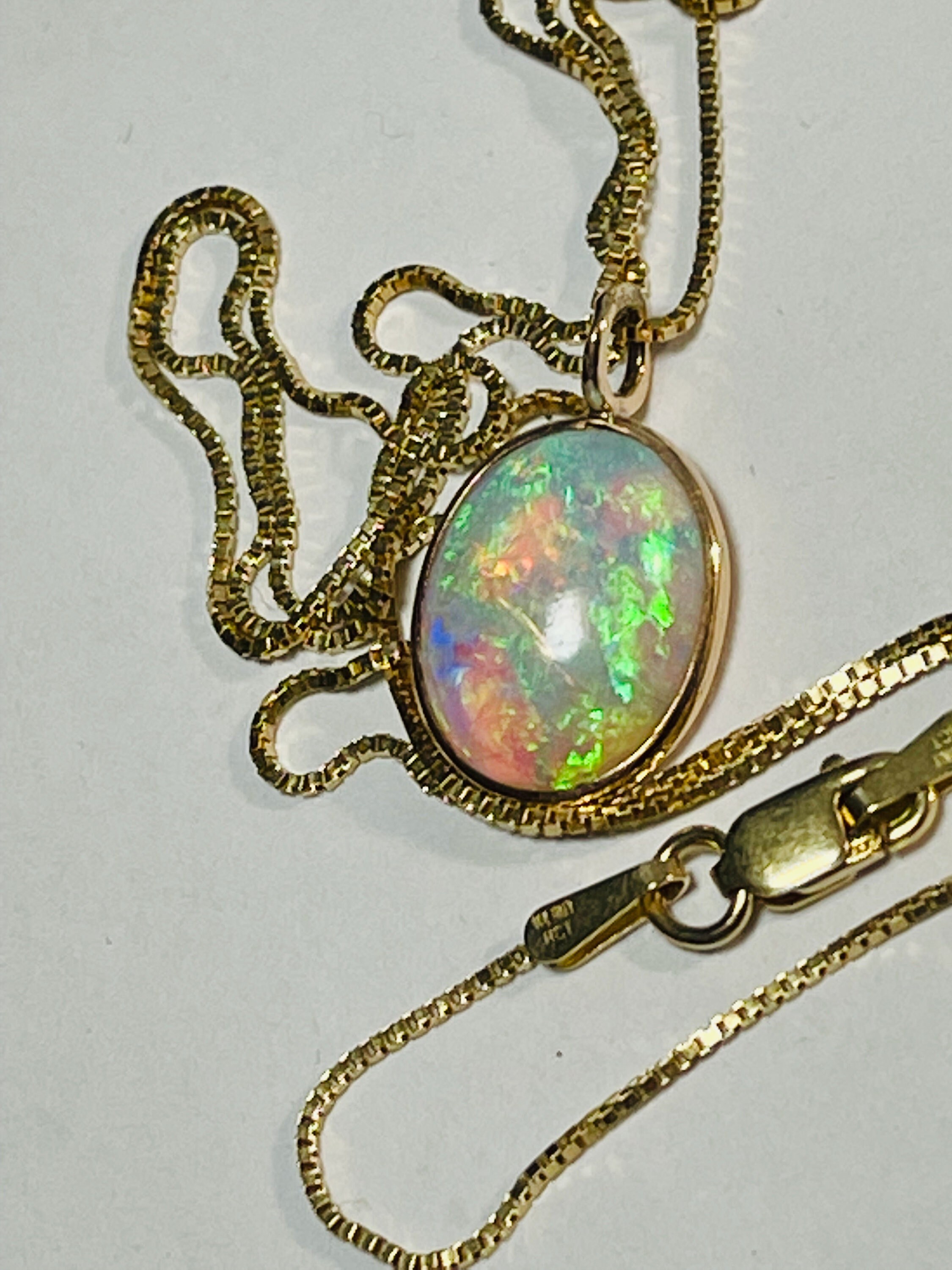 Rectangle Opal Pendant in 14k Gold - Shibumi Gallery