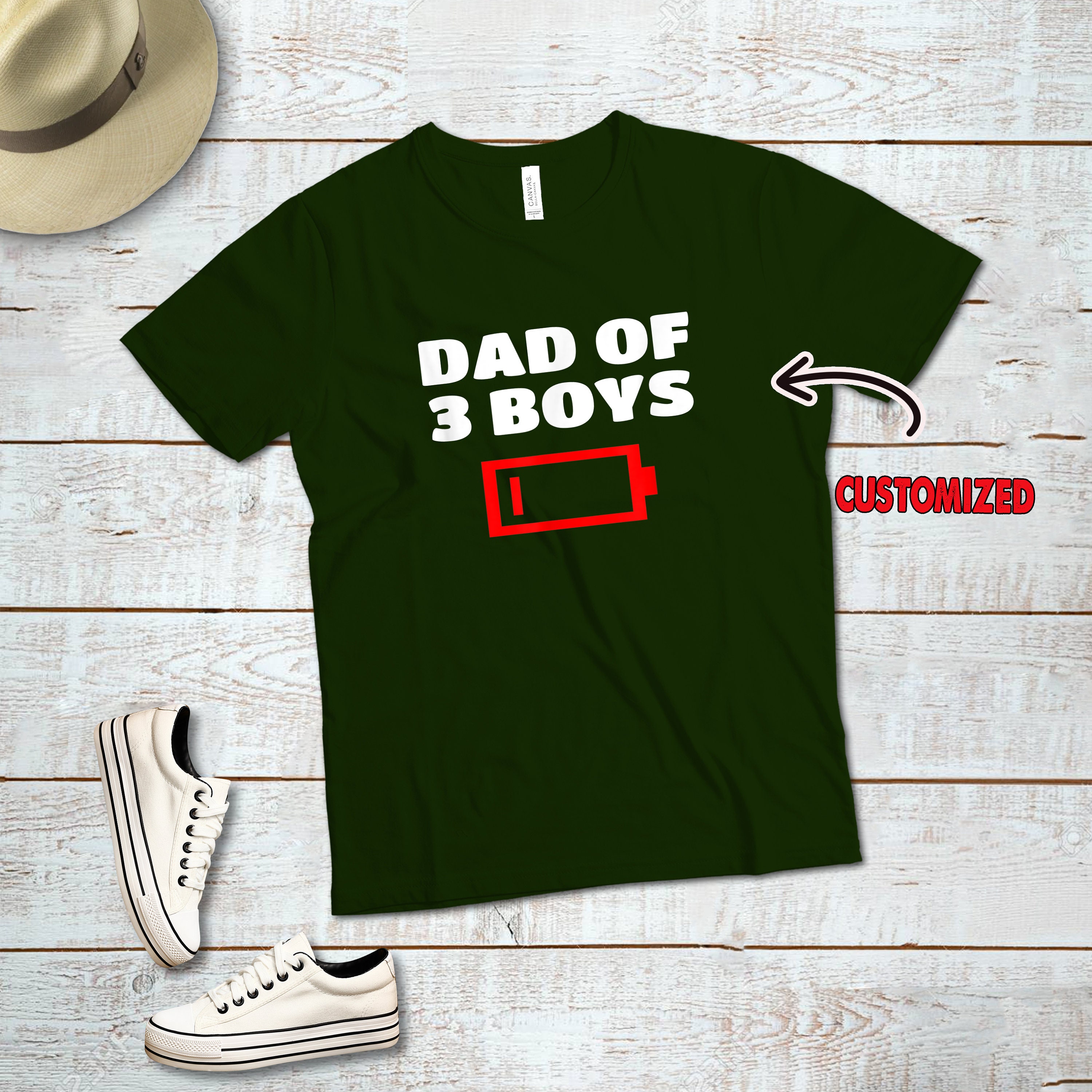 Tired Dad Of 1 2 3 Boys Tshirt Funny Father Mother Of Etsy
