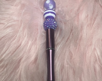 Beaded pen, writing pen, ballpoint pen, party favor, gift, purple pen