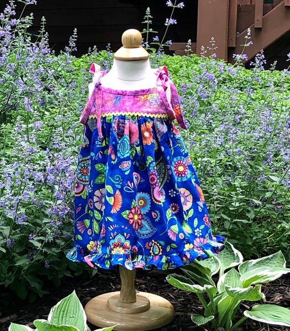 pink and blue sundress