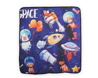 Handmade Quilted Baby Play Mat: Anti-Slip, Space Theme