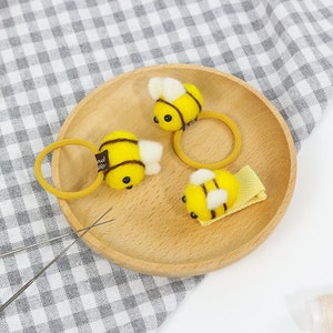 Handgemachte Wolle Filz Biene Haarspange & Ponyband Set