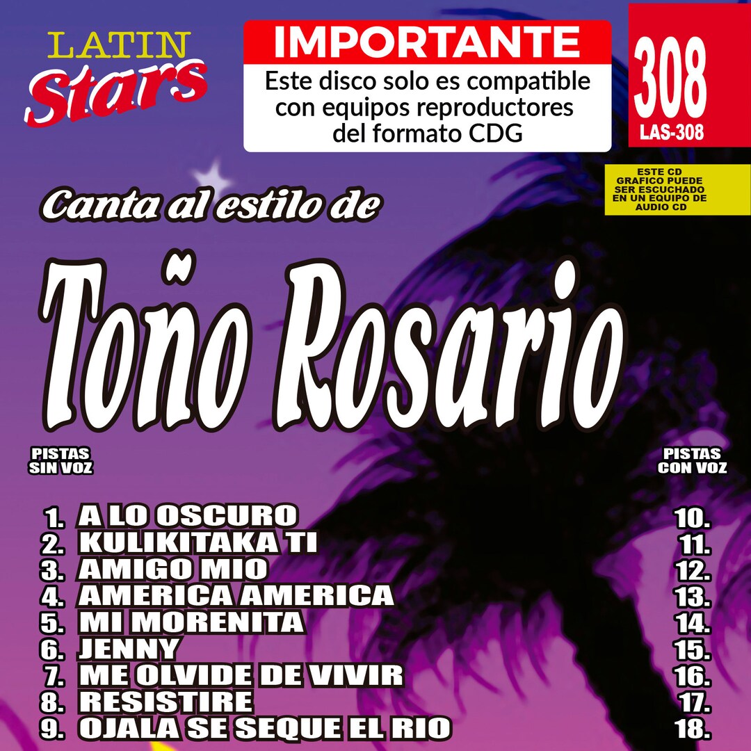 Karaoke Latin Stars 308 Toño Rosario - Etsy