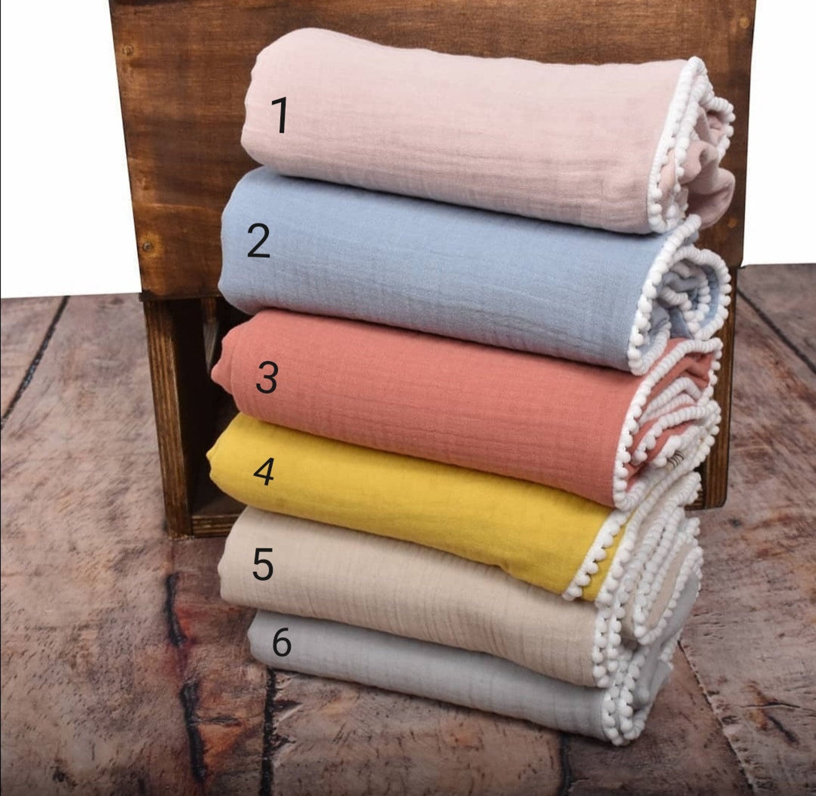 Organic 4 Layer Cotton Pom Pom Blanket Pom pom Muslin Etsy