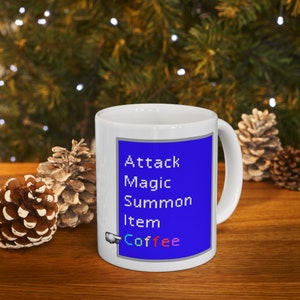 Caneca de café Final Fantasy 7 | Menu Limit Break | RPG