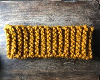 gold autumn orange knit headband ear warmer