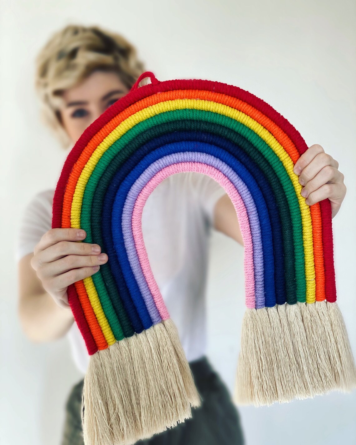 Large Macrame Rainbow Etsy