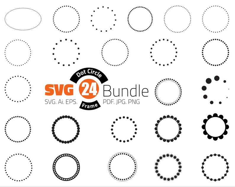 Dot Circle Frame SVG, Dot Circle Frame Bundle SVG, Circle Silhouette