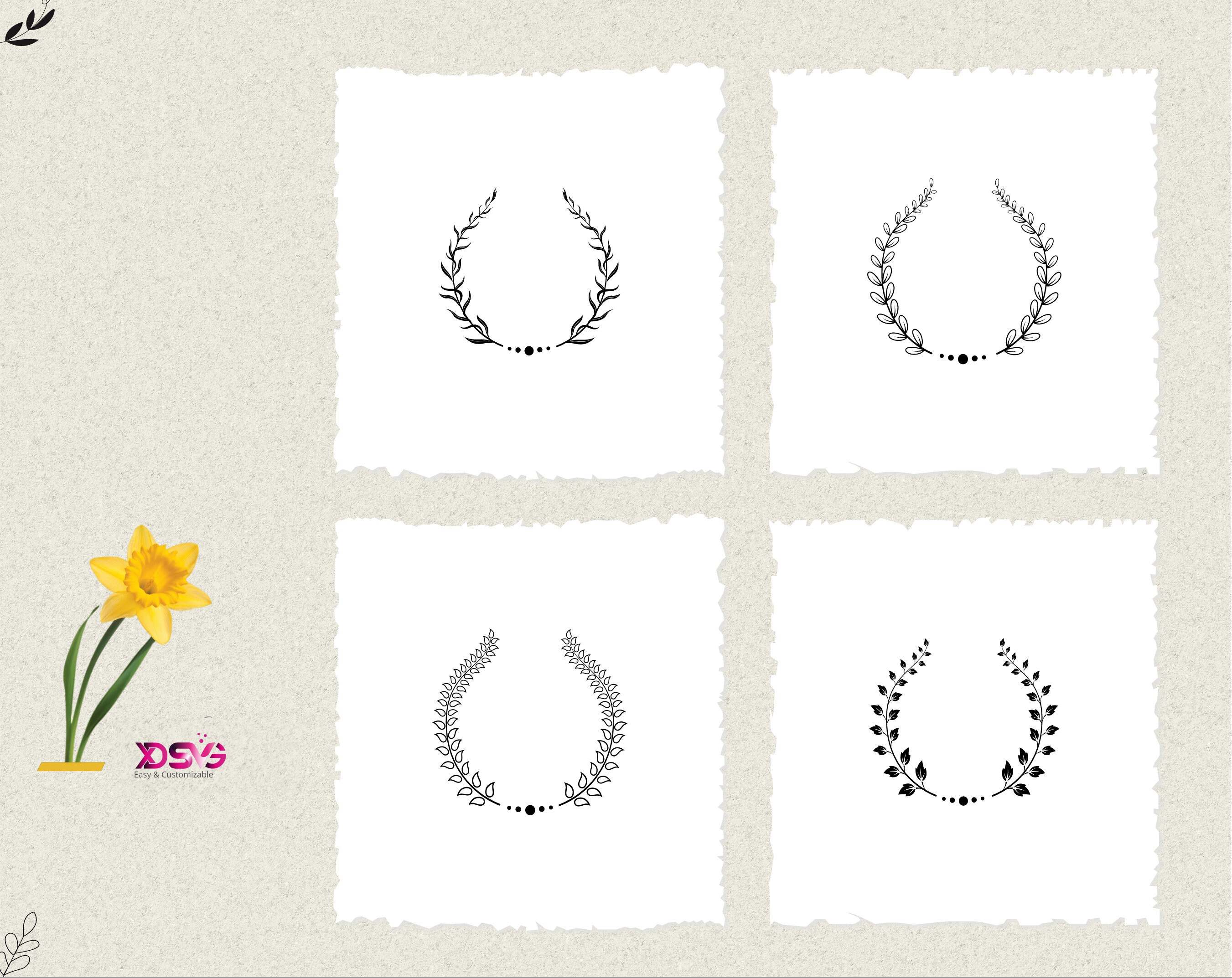 Laurel Wreath SVG, Laurel Wreath SVG Bundle, Laurel Wreath Circle SVG