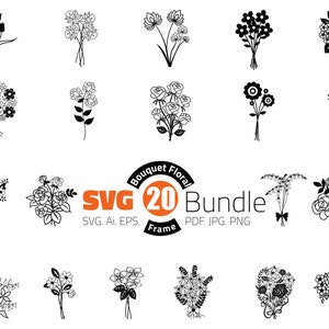 Bouquet SVG, Bouquet SVG Bundle, Bouquet Circle SVG, Bouquet Silhouette, Bouquet Clipart, Digital File, Cricut Svg file, Instant download