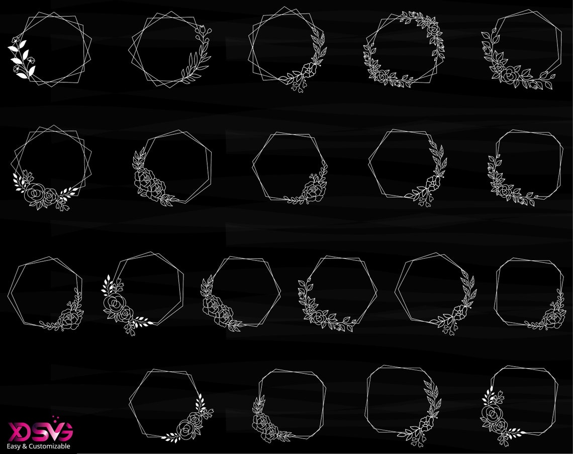 Download Floral Hexagon SVG Floral Polygonal SVG Bundle Floral | Etsy