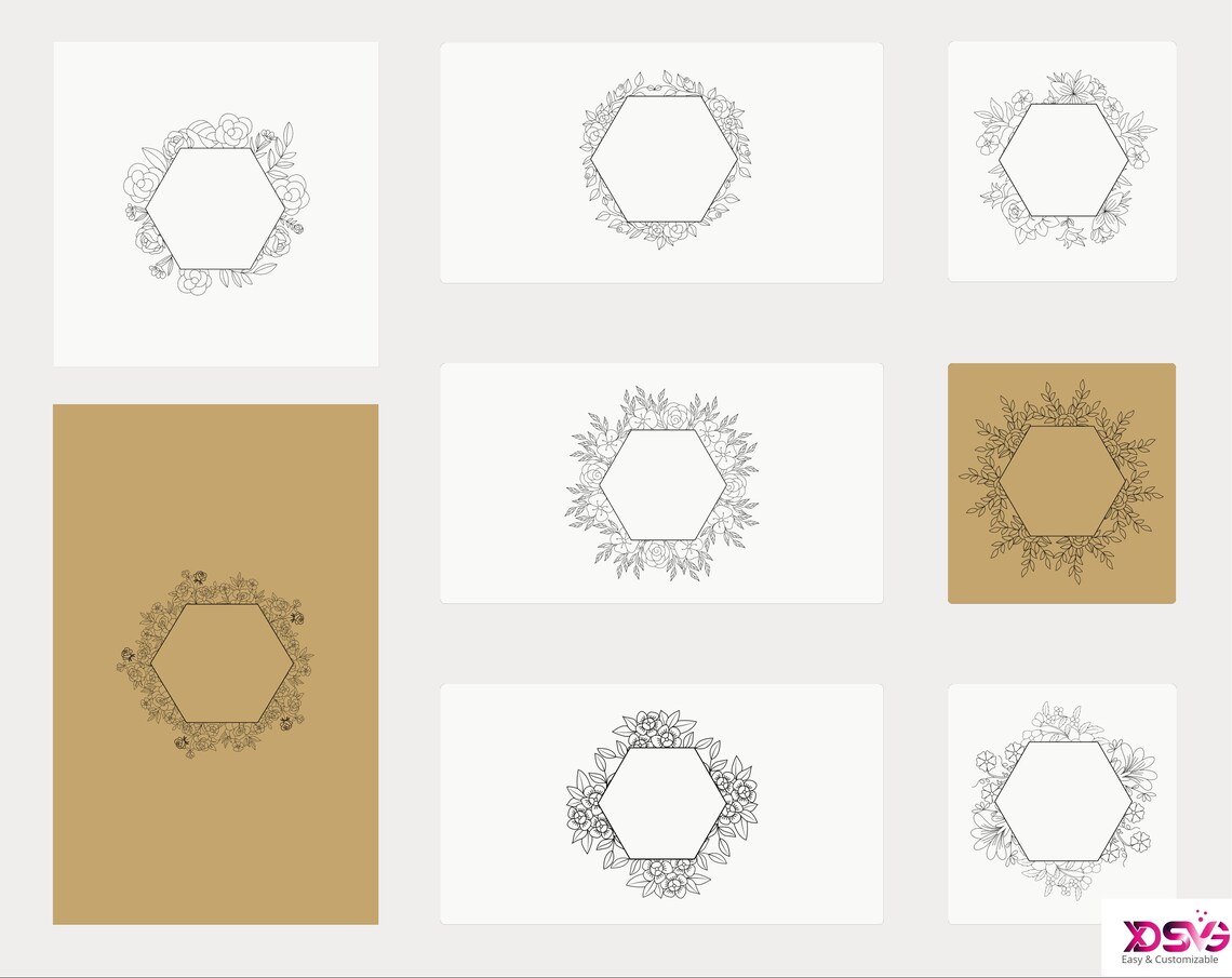 Download Floral Hexagon Frame SVG Floral Hexagon SVG Bundle Floral | Etsy