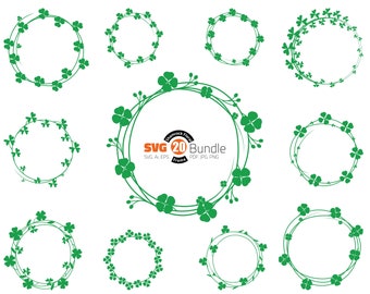 Shamrock SVG, Shamrock SVG Bundle, Shamrock Circle SVG, Shamrock Silhouette, Shamrock Clipart, Digital File, Cricut Svg file, St Patrick's