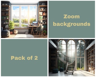 Zoom Home Cozy Office Background | Zoom Background Office |Digital Background | Virtual Background | Zoom | Backdrop | Two Pack