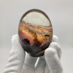 Peach Lava World - Resin & Wood Burl Egg, Dragon Egg, One-of-a-kind Collectible, Unique Décor