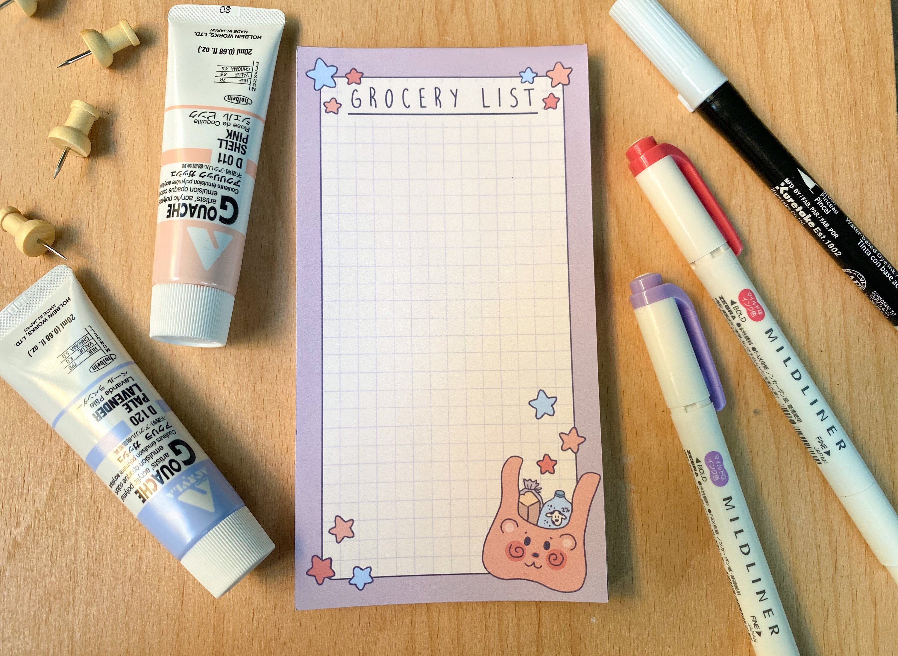 Cute Grocery List MemoPad Cute Notepad Cute Stationary Etsy