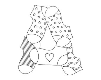 Sock Alphabet Letters PDF- 27 pages with each letter and one with all letters