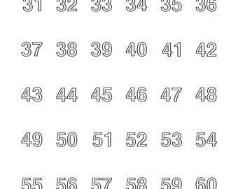 31～60 の数字 PDF 各数字が 31 ページ、すべての数字が 1