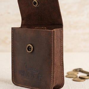 Leather Coin Pouch, Handmade EDC Pouch with Snap Button, Vintage Leather Belt Pouch, Small Change Purse, Minimalist Gift for kids Men Women