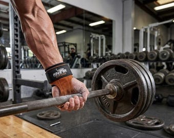 Leather Weightlifting Grips – Double Padded Palm Protection, Lifting Straps