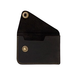 Tarjetero de piel auténtica hecho a mano con cierre a presión, cartera minimalista de piel, tarjetero frontal compacto cosido a mano para hombre y mujer.