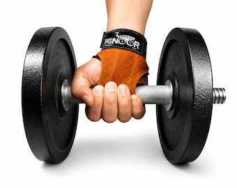 AKSNoor Leather Weightlifting Grips with Wrist Support – Suede Palm Pads for Deadlift, Pull Ups, Powerlifting Men Women (pair)