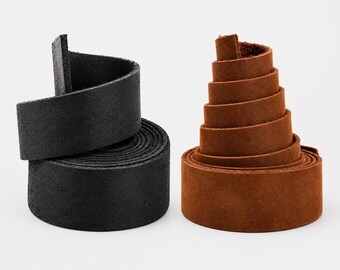 Leather Strap for Purse making, Full Grain Cowhide 1 x 72 Inch, 2mm 6/7 oz Thick DIY Harness Camera Strap, Black & Brown Strips