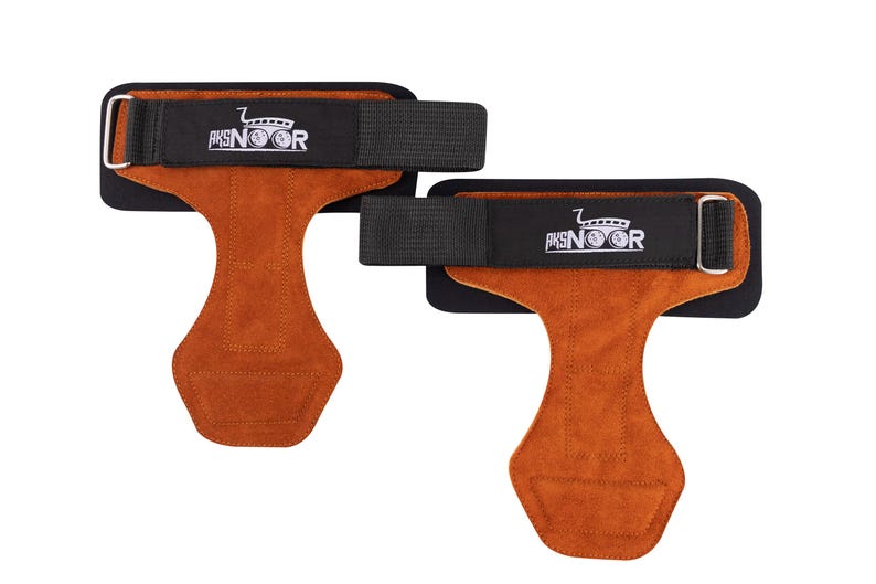 Leather Weightlifting Grips – Double Padded Palm Protection, Lifting Straps image 3