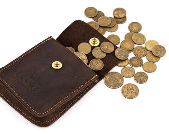 Hand-Stitched Leather Coin Pouch, Mini Belt Loop Wallet, Small Change Purse, Minimalist Gift Case