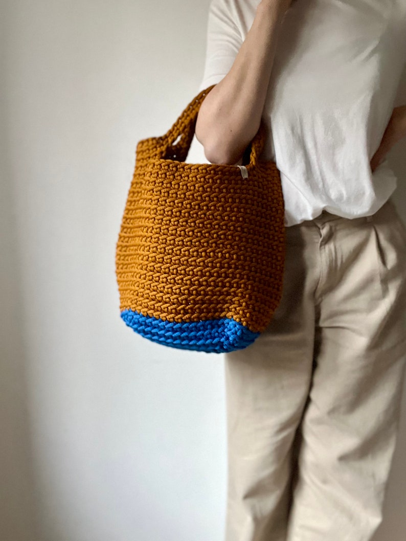 Vibrant Crochet hand bag Crochet shoulder bag Large Shopper bag Market bag Handmade gift Beach bag Tote bag Chunky bag Gift image 1