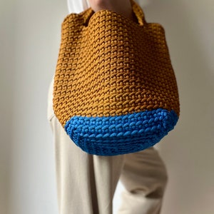 Vibrant Crochet hand bag Crochet shoulder bag Large Shopper bag Market bag Handmade gift Beach bag Tote bag Chunky bag Gift image 6