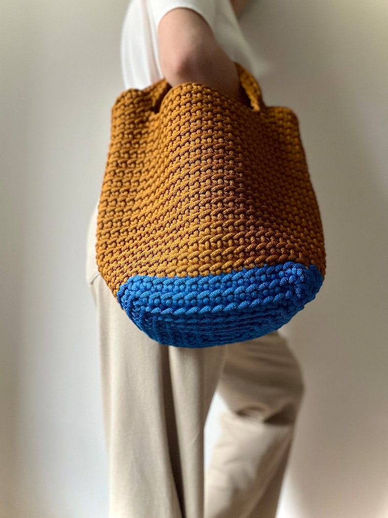 Vibrant Crochet hand bag Crochet shoulder bag Large Shopper bag Market bag Handmade gift Beach bag Tote bag Chunky bag Gift image 6