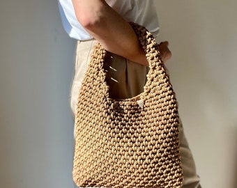 Crochet hobo bag | Baguette bag | Handmade crochet bag | Handmade shoulder bag | Urbone  hand bag | Woven tote bag | Minimalist everyday bag