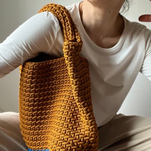 Vibrant Crochet hand bag Crochet shoulder bag Large Shopper bag Market bag Handmade gift Beach bag Tote bag Chunky bag Gift image 2