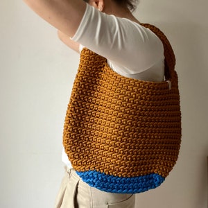 Vibrant Crochet hand bag Crochet shoulder bag Large Shopper bag Market bag Handmade gift Beach bag Tote bag Chunky bag Gift image 5