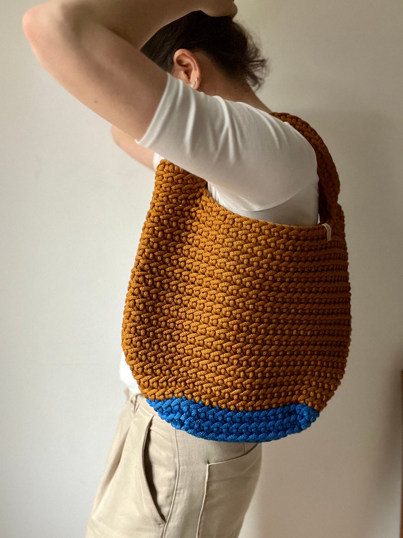 Vibrant Crochet hand bag Crochet shoulder bag Large Shopper bag Market bag Handmade gift Beach bag Tote bag Chunky bag Gift image 5