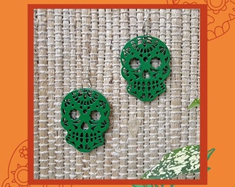Calaveras de madera, Día de los Muertos, Calavera, Calaverita, Pendientes de Día de Muertos