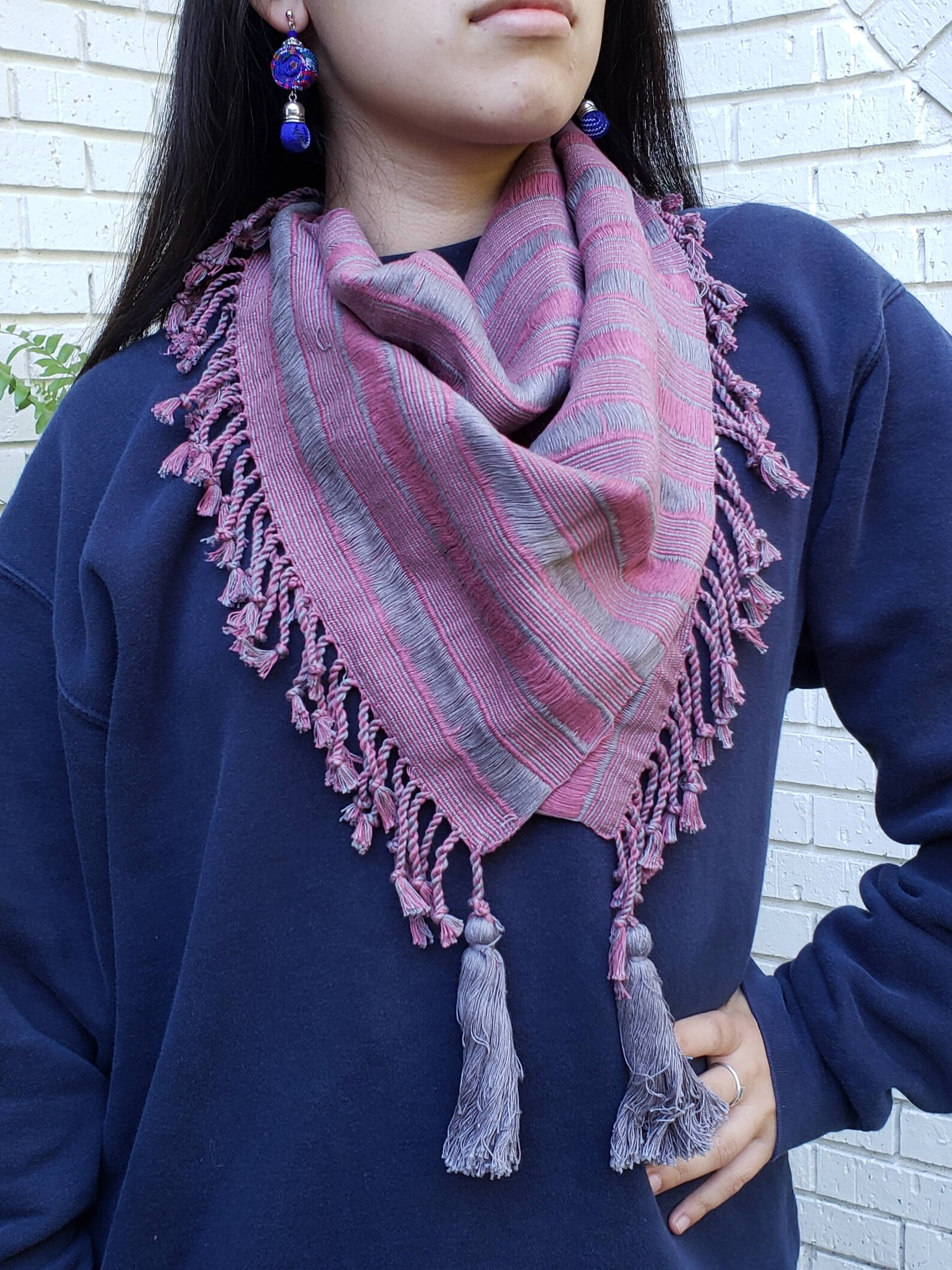 Handwoven Mexican Scarf with Tassels Boho Scarf Etsy