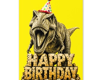 Funny T-Rex Birthday Greeting Card (4" X 6" ) | Happy Birthday You Dinosaur |