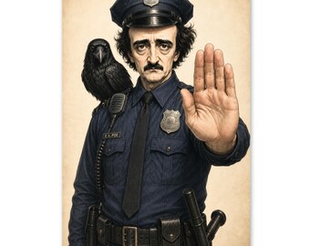 Funny Edgar Allan Poe Poe Police (4" X 6") Birthday Card